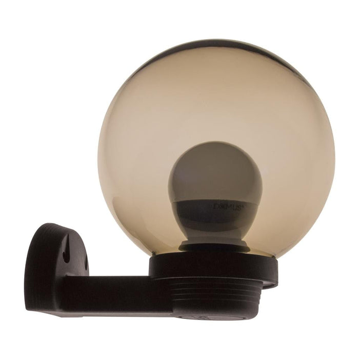 POLYWALL 200mm Sphere & Arm Polycarbonate Wall Light Smoke