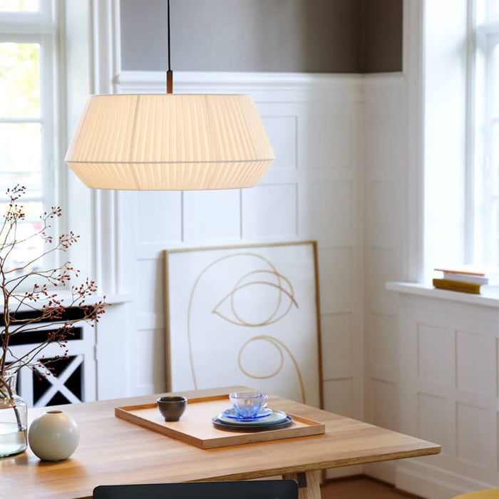DICTE 1 Light Fabric Shade Pendant (avail in White & Beige)