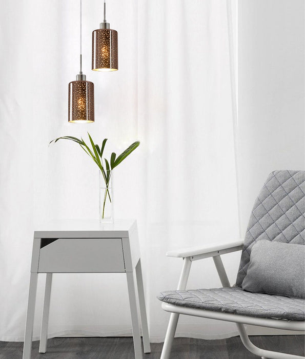 ESPEJO: Interior Dotted Effect Oblong X3R Pendant (avail in Chrome & Rose Gold)