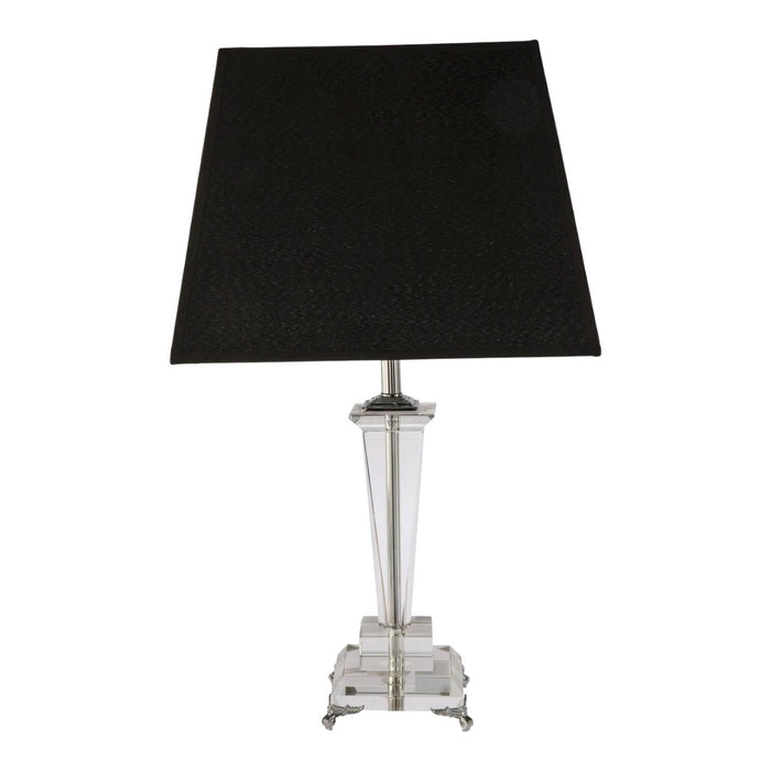 Fiorentino ASSISI - Elegant 1 Light Crystal Square Base Table Lamp With Black Shade