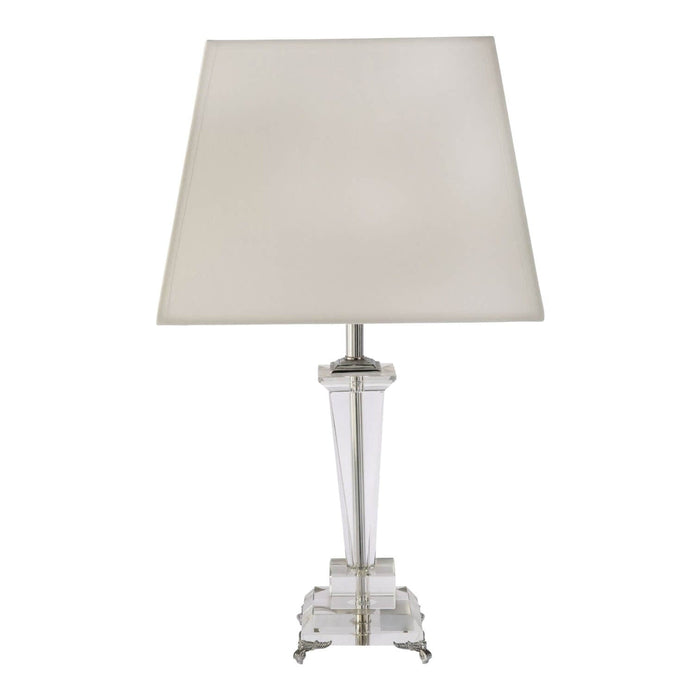 Fiorentino ASSISI - Elegant 1 Light Crystal Square Base Table Lamp With White Shade