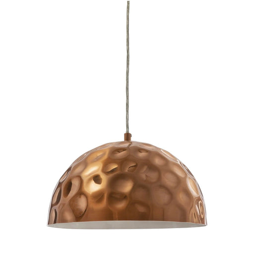 Fiorentino BABA - Stunning Copper 1 Light Dome Pendant, With Inner White Shade - 300mm