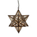 Fiorentino BAZAR - Stunning Brown Star Frame Shape 1 Light Pendant Featuring Tinted Glass Panels