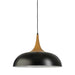 Fiorentino BRINDISI - Large Black Dome Pendant With Timber Look Top