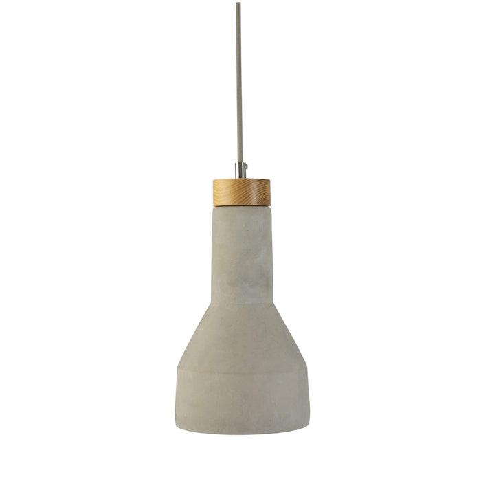 Fiorentino BRUNO - Small Modern Concrete Look 1 Light Pendant Featuring Timber Look Highlights