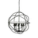 Fiorentino CANTINA - Large Black Metal Cage Ball 8 Light Pendant On Chain Suspension