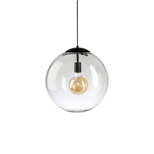 Fiorentino CATINO - Small Modern Clear Glass 1 Light Pendant Featuring Black Metalware - 250mm