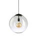 Fiorentino CATINO - Large Modern Clear Glass 1 Light Pendant Featuring Black Metalware - 400mm