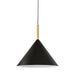 Fiorentino CERVARO - Stylish Modern Black Shade 1 Light Pendant With Timber Look Highlight