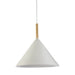Fiorentino CERVARO - Stylish Modern White Shade 1 Light Pendant With Timber Look Highlight
