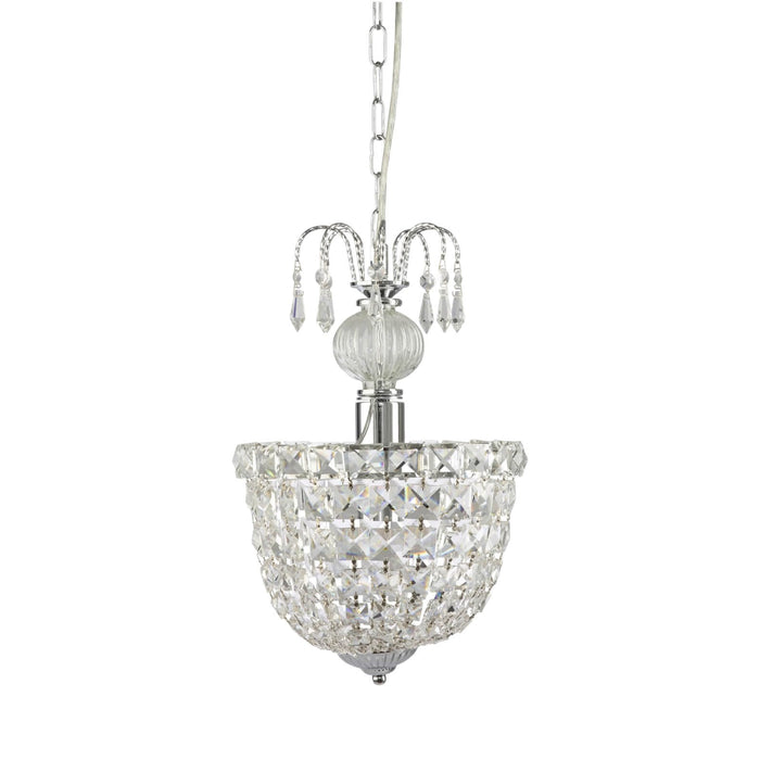 Fiorentino CLOE - Stunning Chrome 1 Light Chandelier With Crystal Droplets