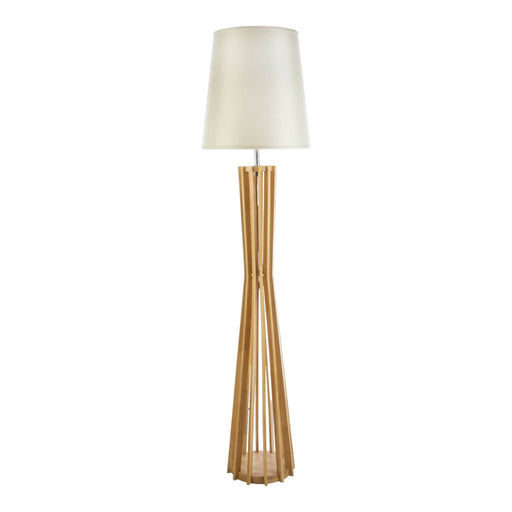 Fiorentino COMO - Modern Timber 1 Light Floor Lamp With Beige Shade