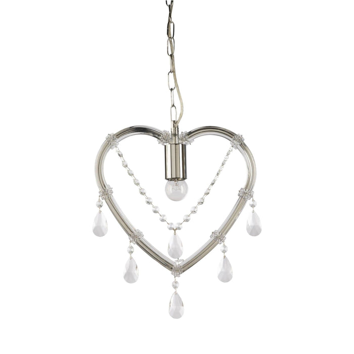 Fiorentino CUORE - Sleek Chrome 1 Light Heart Shaped Pendant On Chain Suspension