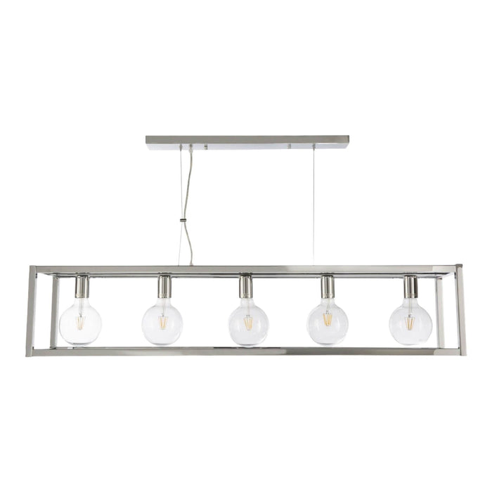 Fiorentino DEVON - Long Modern Chrome Metal Frame 5 Light Pendant