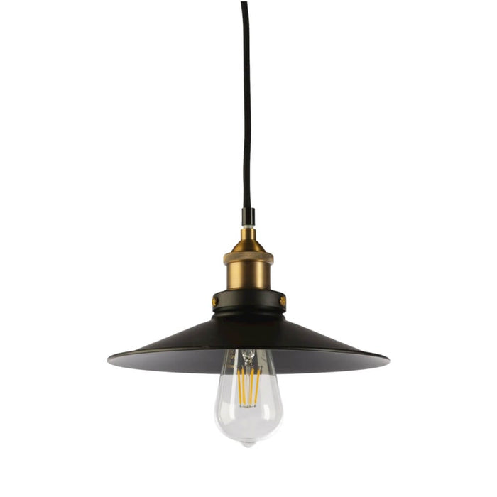 Fiorentino GRACE - Modern Large Black & Brass 1 Light Pendant - Includes LED Globe