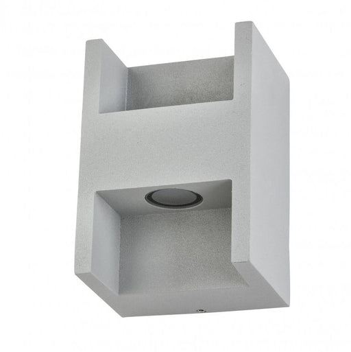 Fiorentino GREKO - Modern Silver Block Style 2 x 3W Warm White LED Exterior Up/Down Wall Light - IP54