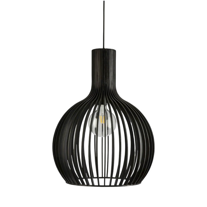 Fiorentino GUARIN - Large Modern Black Timber 1 Light Pendant - 450mm