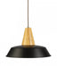 Fiorentino HOUSE - Medium 1 Light Black & Wood Pendant - 360mm Diameter