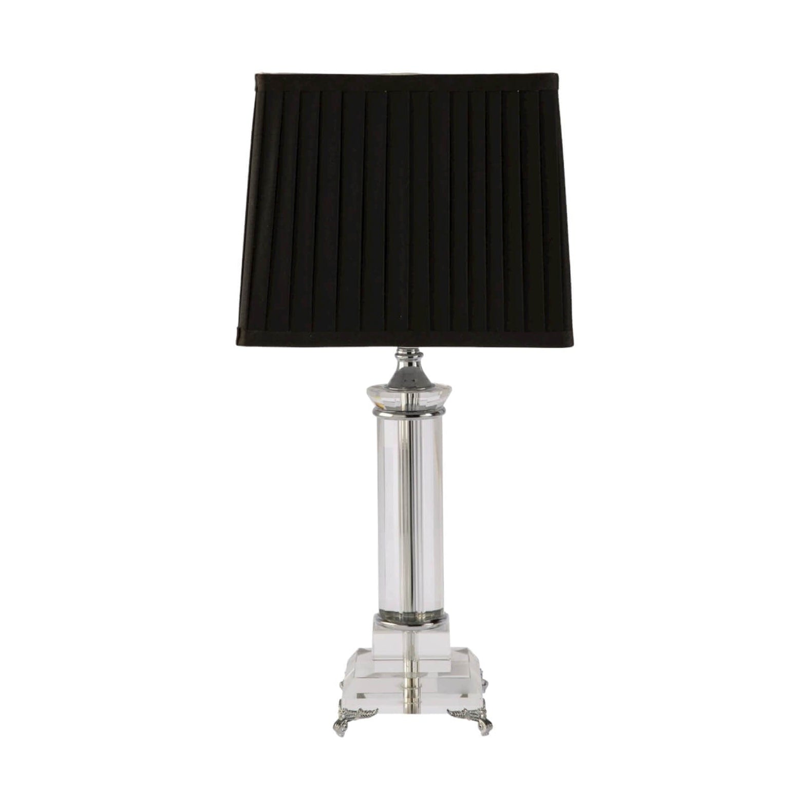 KENT Stunning Square Crystal Base 1 Light Table Lamp With Black Fabr