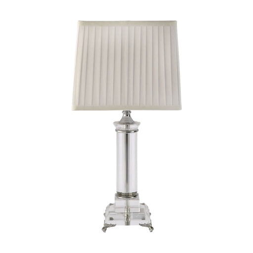 Fiorentino KENT - Stunning Square Crystal Base 1 Light Table Lamp With White Fabric Shade