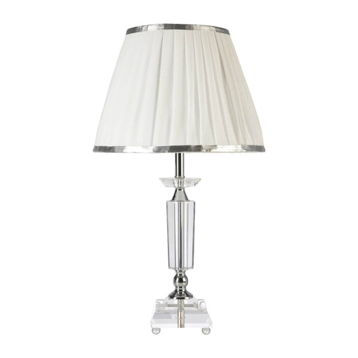 Fiorentino MAGILL - Elegant Crystal Base 1 Light Table Lamp Featuring White Fabric Shade