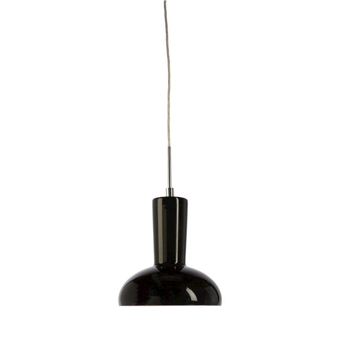 Fiorentino MAMBO - Modern 1 Light Black Glass Pendant With Chrome Suspension