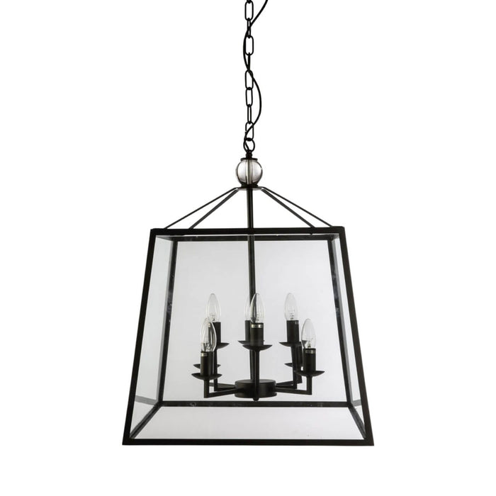 Fiorentino MARKA - Stunning Black 8 Light Pendant With Glass Panels
