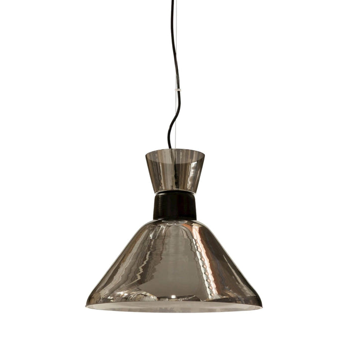 Fiorentino MIRANDA - Elegant Black & Smoked Glass 1 Light Pendant On Cord Suspension