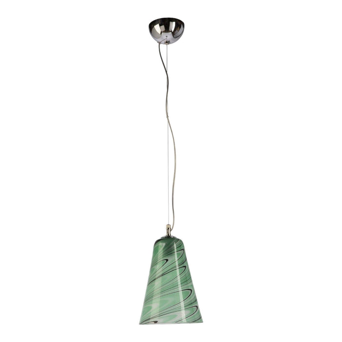 Fiorentino ONDA - Green Swirl Murano Glass 1 Light Pendant
