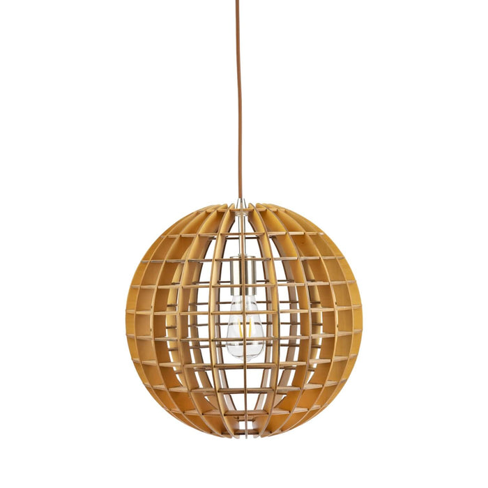 Fiorentino RIBON - Small Modern Round Timber Veneer 400mm 1 Light Pendant