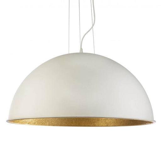Fiorentino SAONA - Large White Dome 3 Light Pendant Featuring Gold Inner Shade & Adjustable Lamp Holders