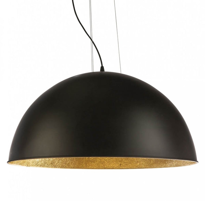 Fiorentino SAONA - Large Black Dome 3 Light Pendant Featuring Gold Inner Shade & Adjustable Lamp Holders