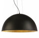 Fiorentino SAONA - Large Black Dome 3 Light Pendant Featuring Gold Inner Shade & Adjustable Lamp Holders
