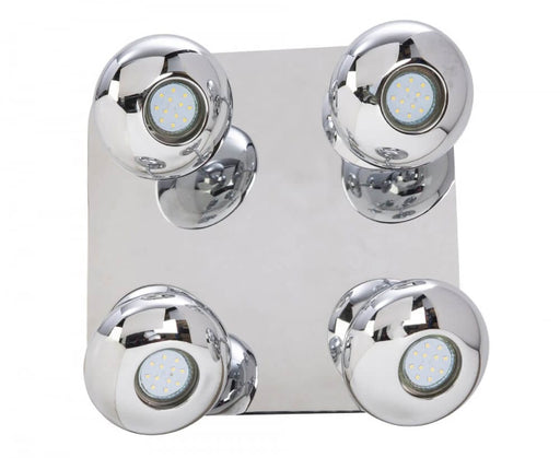 Fiorentino SENECA - Modern Chrome 4 Light Adjustable 4.5W Cool White LED Spot Light On Square Plate