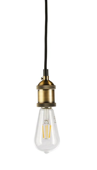 SINGLE - Modern Black Brass Single 1 Light Suspension Including LED Globe