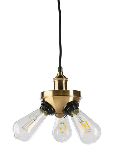 SINGLE - Modern Black Brass Single 3 Light Suspension Including LED Globes