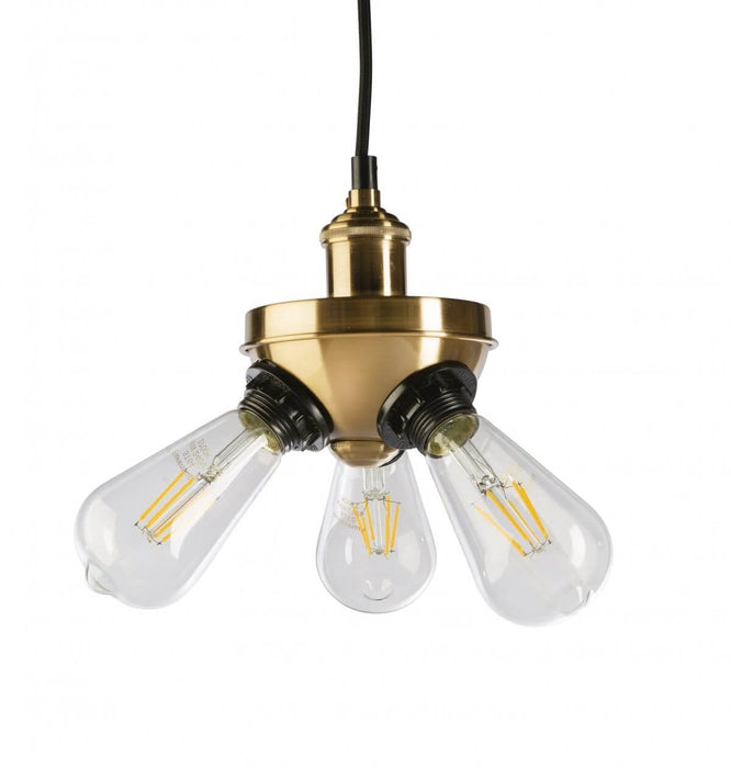 Fiorentino SINGLE - Modern Black Brass Single 3 Light Suspension Including LED Globes