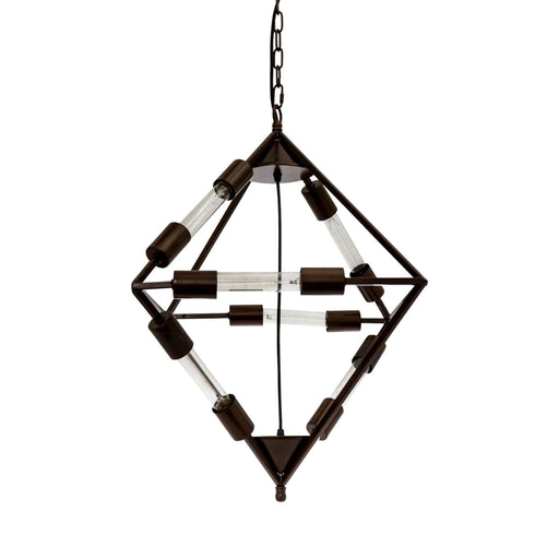 Fiorentino SOLEY - Large Modern Brown Diamond Shaped 6 Light Pendant - Globes Included
