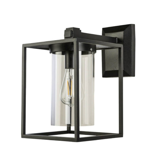 Fiorentino THOMAS - Modern Black Metal Square Frame 1 Light Exterior Wall Bracket With Cylindrical Shade - IP54