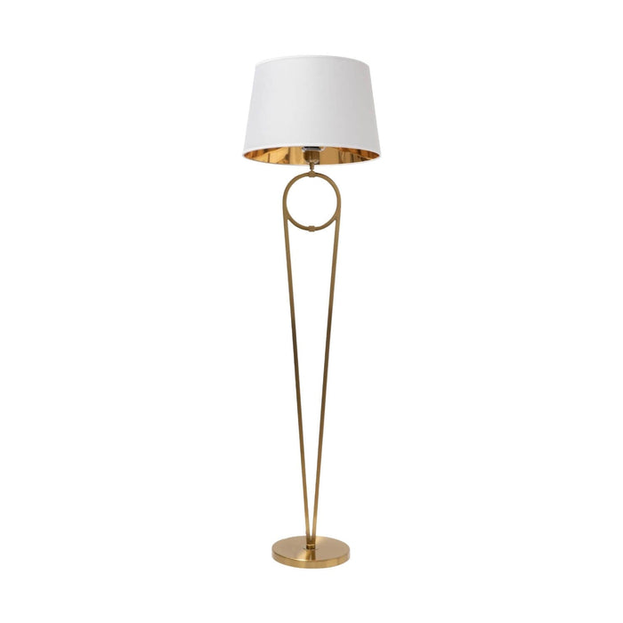 Fiorentino TONINA - 1 Light Gold Floor Lamp with White Fabric Shade