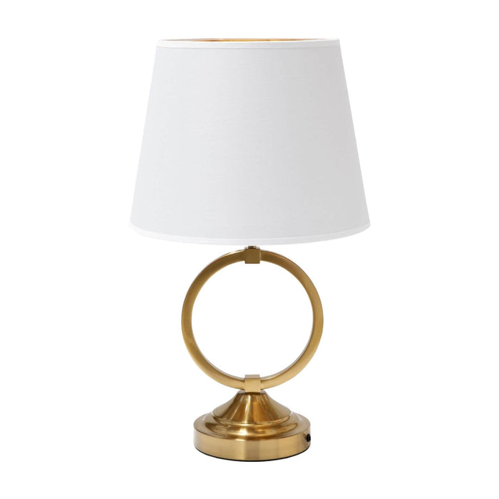 Fiorentino TONINA - 1 Light Gold Table Lamp with White Fabric Shade