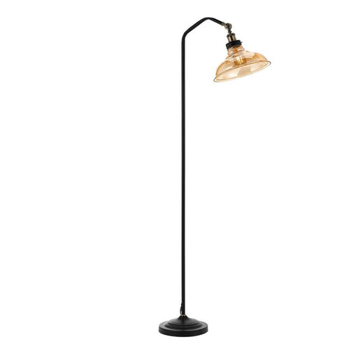 HERTEL - Black Frame 1 Light Floor Lamp With Amber Glass-telbix HERTEL FL-BKAM