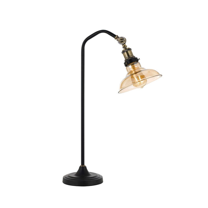 HERTEL - Black Frame 1 Light Table Lamp With Amber Glass-telbix HERTEL TL-BKAM