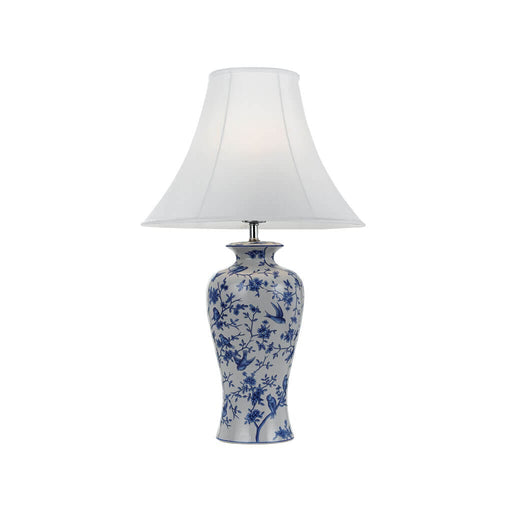 HULONG - Blue Flower Patterned Base 1 Light Table Lamp With White Shade-telbix HULONG TL-BLFWH