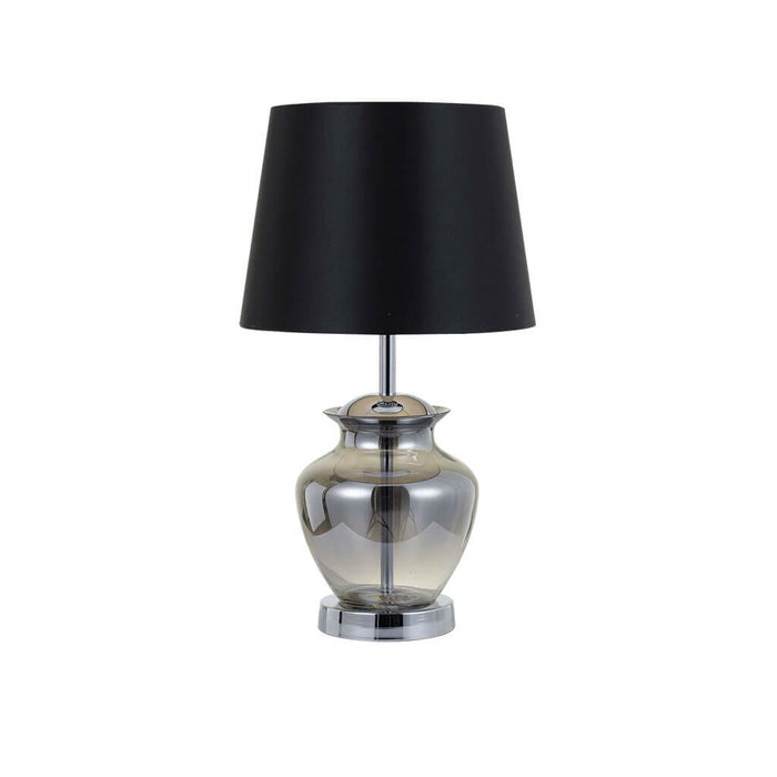 JUNE - Smoked Glass 1 Light Table Lamp With Plain Black Shade-telbix JUNE TL-CHSMBK