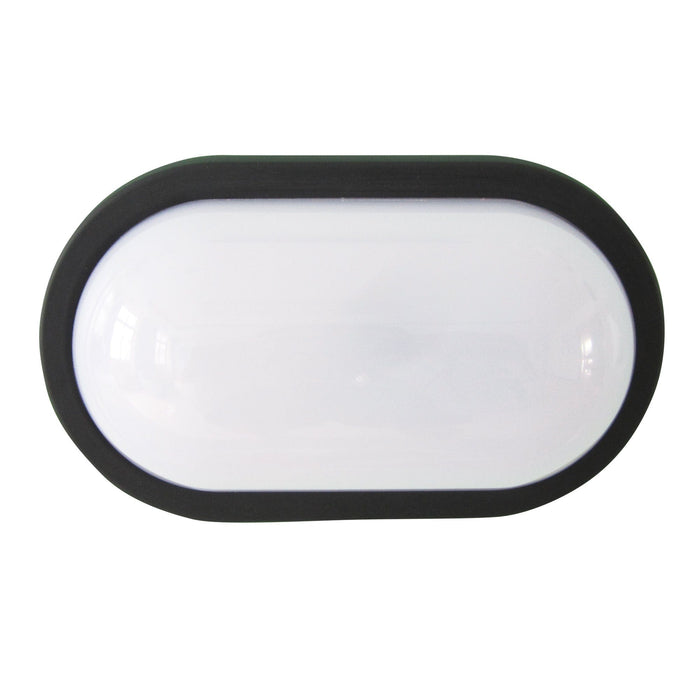 Oriel KOMBI - Plain Oval Black Double Insulated 7W Cool White LED Exterior Light With Polycarbonate Lens - IP54