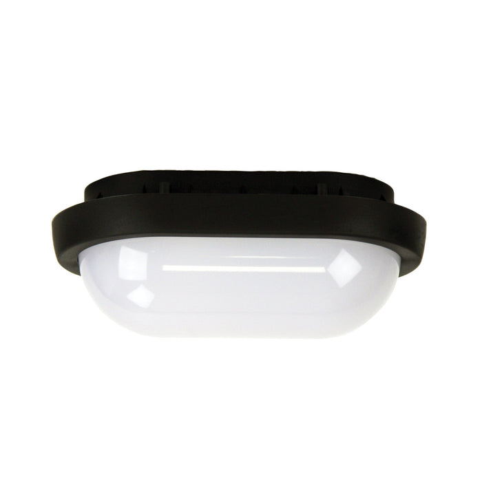 KOMBI - Plain Oval Black Double Insulated 7W Cool White LED Exterior Light With Polycarbonate Lens - IP54