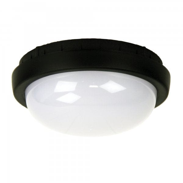 OSSEN Black 8W Cool White LED IP54 Exterior Bunker or Oyster Light Oriel