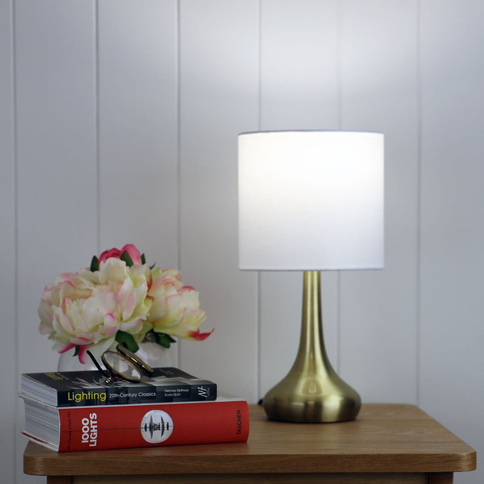 LOLA - Plain Antique Brass ON/OFF Touch Table Lamp  - ON/OFF TOUCH