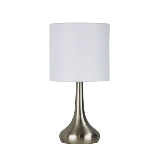 Oriel LOLA - Plain Brushed Chrome Base ON/OFF Touch Table Lamp - ON/OFF TOUCH
